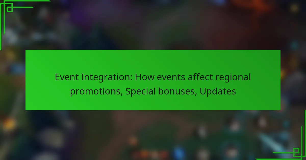 Event Integration: How events affect regional promotions, Special bonuses, Updates