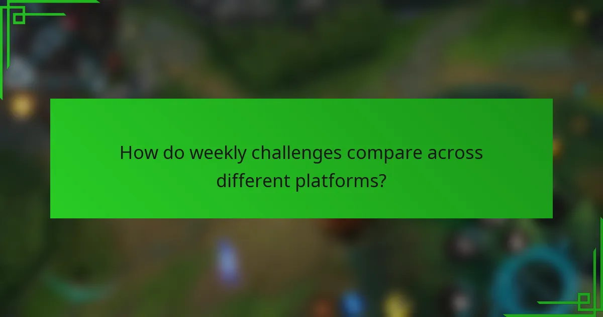How do weekly challenges compare across different platforms?